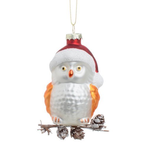 Vian. gulka - sova bie/čer/zla sklo s/3 8*3,9*10,5cm