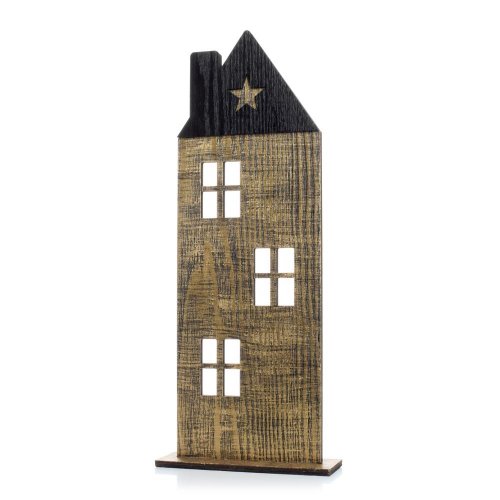 Domček drevo zl/čie 17.5*5.5*42cm - Vianočné dekorácie a ozdoby