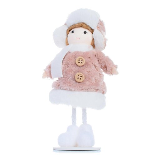 Dievča stojace baranica ruž/bie textil 16cm