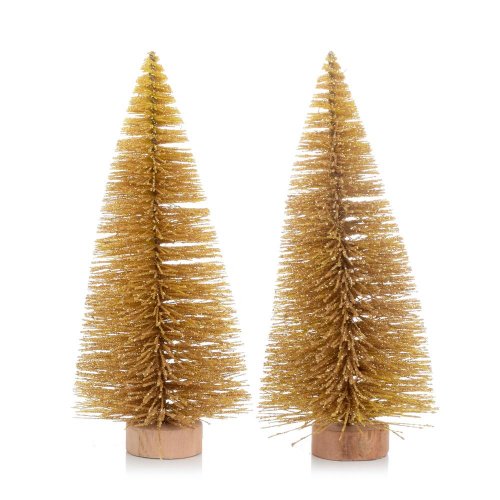 Vian. stromček zlatý glit. na pni 20cm s/2