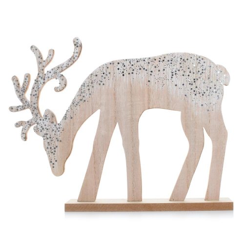 Jeleň drevo nat/bie 26*6*26cm - Vianočné dekorácie