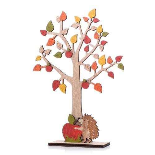 Strom drevený s ježkom 29*5*41cm - Jesenné dekorácie
