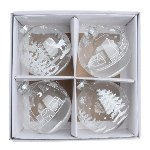 Vian. gule bie dedinka/stromčeky sklo mix/2f s/4 10cm - Vianočné dekorácie a ozdoby