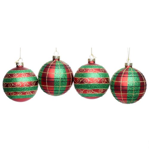 Vian. gule čer/zel/zla vzor sklo mix/2 8cm