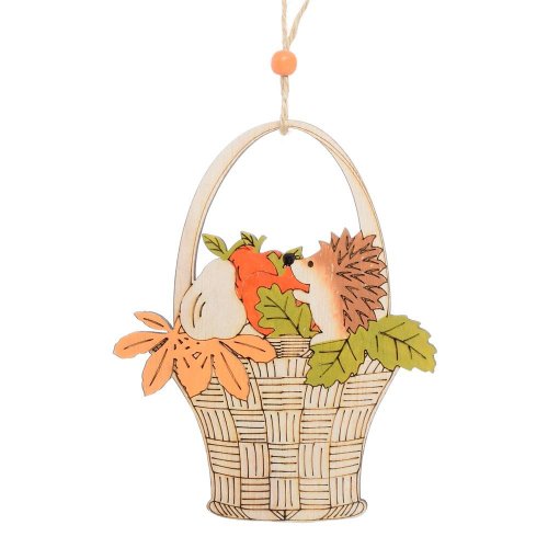 Záves drev. košík ježko-oovcie 15*0.5*12cm - Jesenné dekorácie