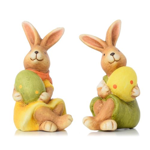 Zajac sediaci s kraslicou ker. mix2 8.5x8.5x14.5