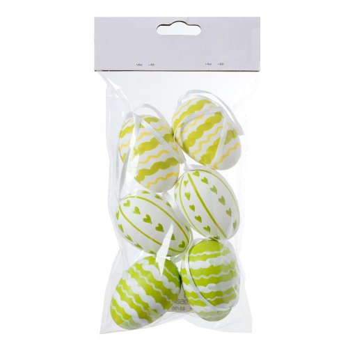 Vajíčka bie/zel vzorované plast s/6 4*4*6cm