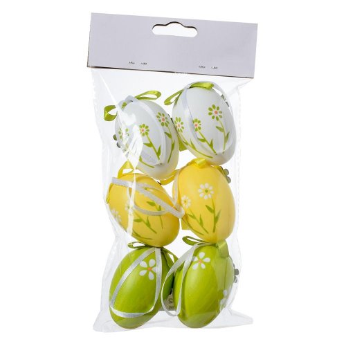 Vajíčka bie/žl/zel kvet. vzor plast s/6 4*4*6cm