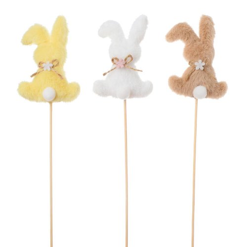 Zápich zajac mix/3f bie/žl/béž 30cm