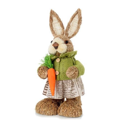 Zajačica zel/bie šaty, mrkvička, slama 15*13*30cm