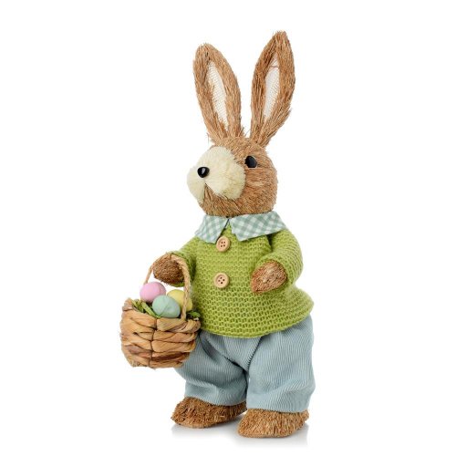 Zajac zel košielka,mod nohavice s košíkom slama 14*13*33 cm