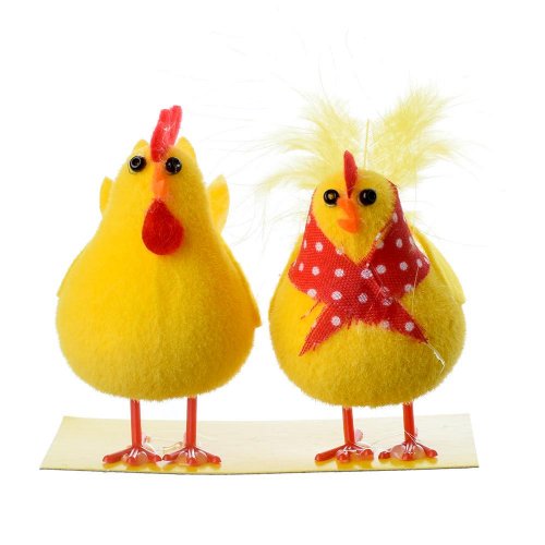 Kohútik a sliepočka žlt/čer s/2 filc 6,5cm