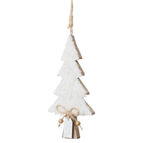 Záves strom drevo/textil bie 16*1*8cm - Vianočné dekorácie