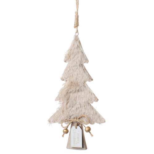 Záves strom drevo/textil hnedý 16*1*8cm - Vianočné dekorácie