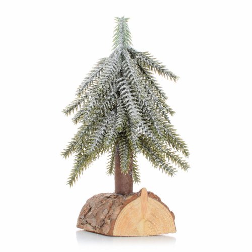 Stromček zasnežený na pníku 17cm