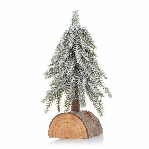 Stromček zasnežený na pníku 21cm