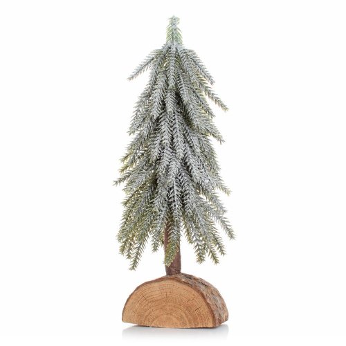 Stromček zasnežený na pníku 28cm