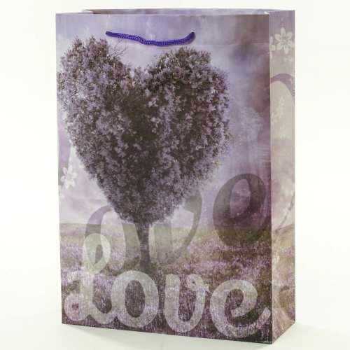 Darčeková taška purpurové srdce 25x8,5x34,5cm m