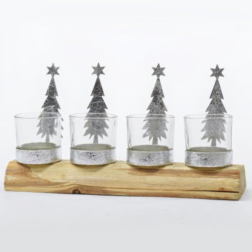 Adv.svietnik stromčeky+poh. 25,5x14,x6 cm - Vianočné dekorácie