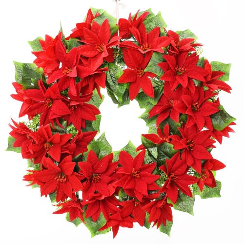 Veniec poinsettia červ. 35cm
