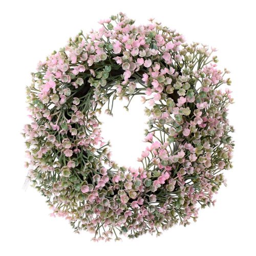 Veniec ružové kvietky 25cm