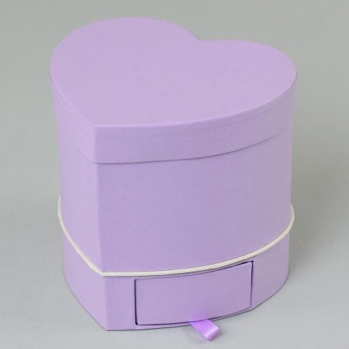 Darčeková krabica na kvety srdce fial.15.5x14x14.5cm