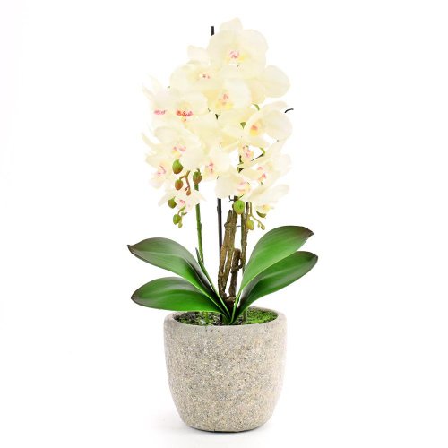 Orchidea v kvetináči 3výh.biela 61cm - Umelé kvety