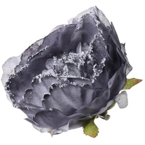 Hlava pivonka zasnežená sivá klip v:8priem:10cm s/4