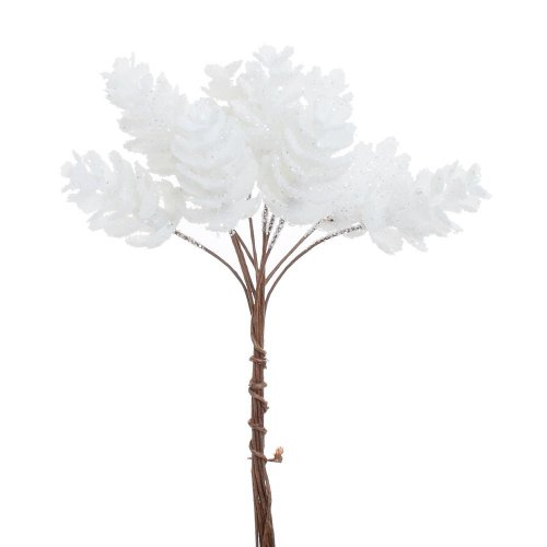Zápich biele šišky 12cm - Umelé kvety