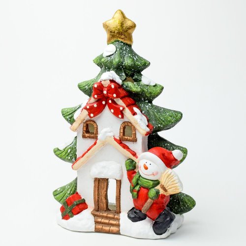 Svietnik strom so snehuliakom mgo 30*15*42cm