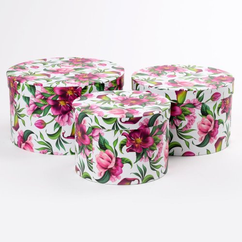 Darčeková krabička valec kvet s/3 l25x15cm