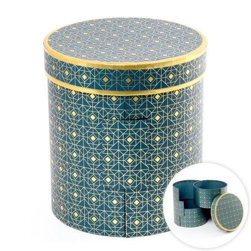 Darčeková krabička valec zelená 16x17.3cm ,m, - Aranžérsky materiál