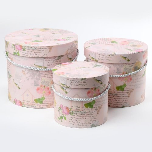 Darčeková krabička valec kvet ruž. s/3 l17x20cm