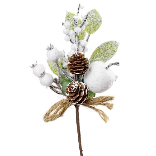Zápich vian jablko šiška biela 23cm - Umelé kvety