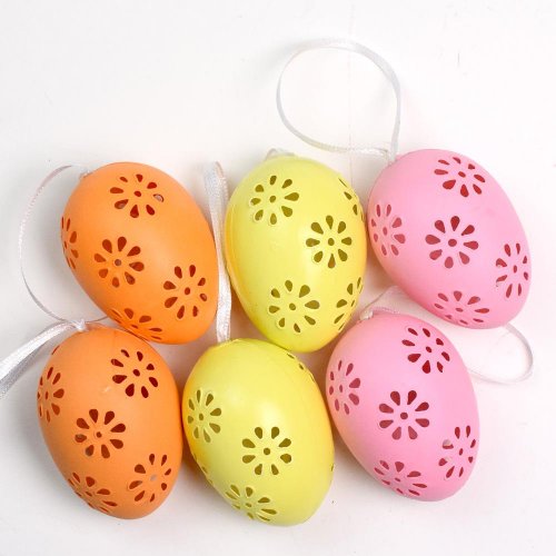 Vajíčka vzor kvet farebné s/6  6cm