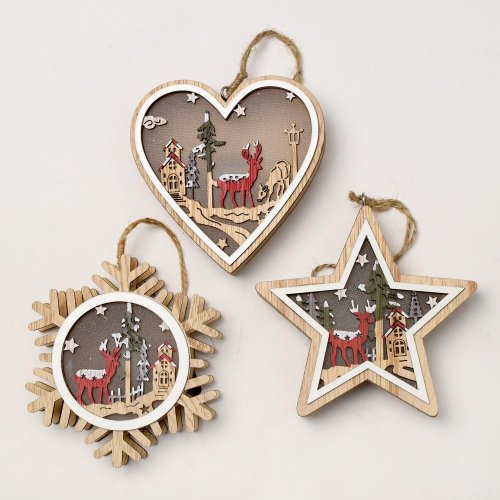 Dekorácia záves drevo s led 4ass