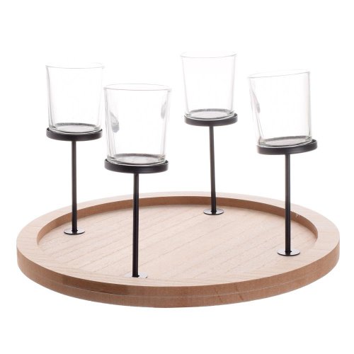 Svietnik advent dre/kov/sklo nat/čie 29.7*29.7*17.5cm