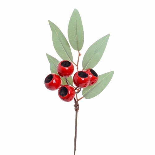 Konárik eucalypt, červené bobule 24cm - Umelé kvety