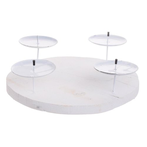 Svietnik kruh biely 4 sviečky drevo 25x7cm