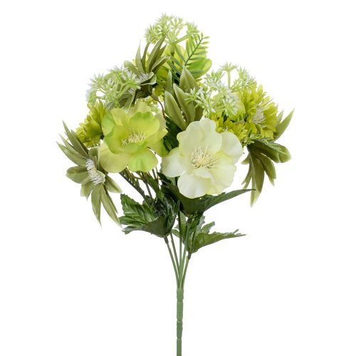 Kytica nigela,heleborus, dalia, zelené drob.kvety,zeleň 32cm - Umelé kvety