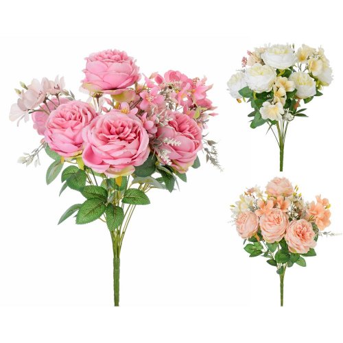 Kytica ruža angl., drob.kvety, zeleň mix/f 46cm