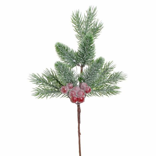 Vian. vetvička čečina zasnež. červ. bobule 32cm