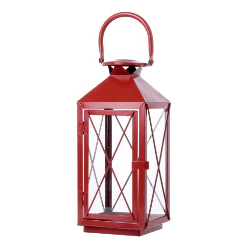 Lampáš kovový stredný/červený /aae331250 45cm - Vianočné dekorácie