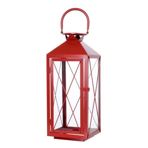 Lampáš kovový veľký/červený /aae331250 55cm - Vianočné dekorácie