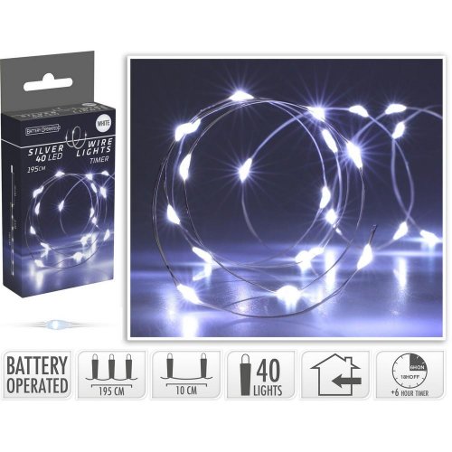 Led svetielka /40/drôt bo silver wire w, ind timer ax9730110
