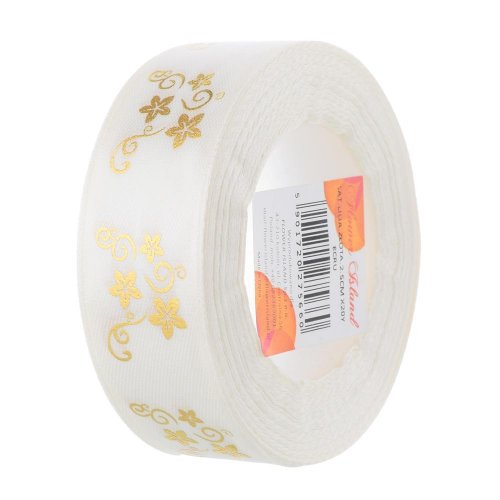 Stuha satén 2,5cmx20y/18,29cm ecru - Vianočné dekorácie