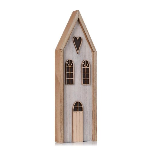 Domček srdiečko bie/nat drevo 29,5*9*3cm