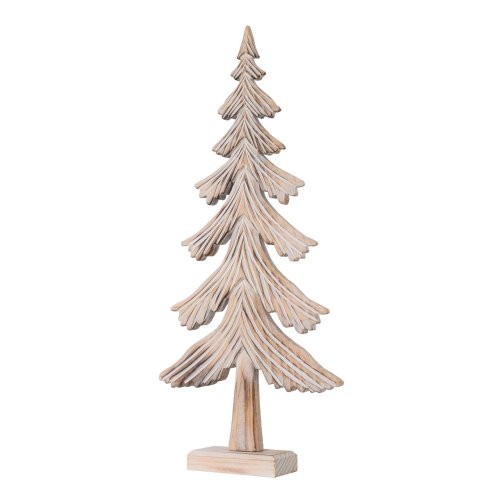 Stromček na podstavci nat/bie drevo 42*19,5*5cm - Vianočné dekorácie