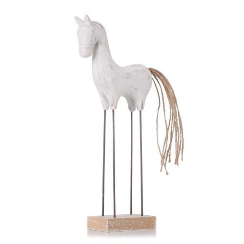 Koník malý na podst., kov nohy, bie/nat drevo 25,5*10*4,5cm