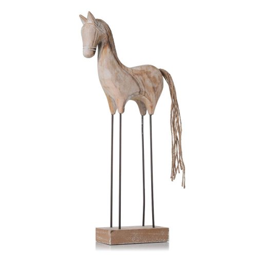 Koník na podst., kov nohy, nat/bie drevo 33,5*15*5cm